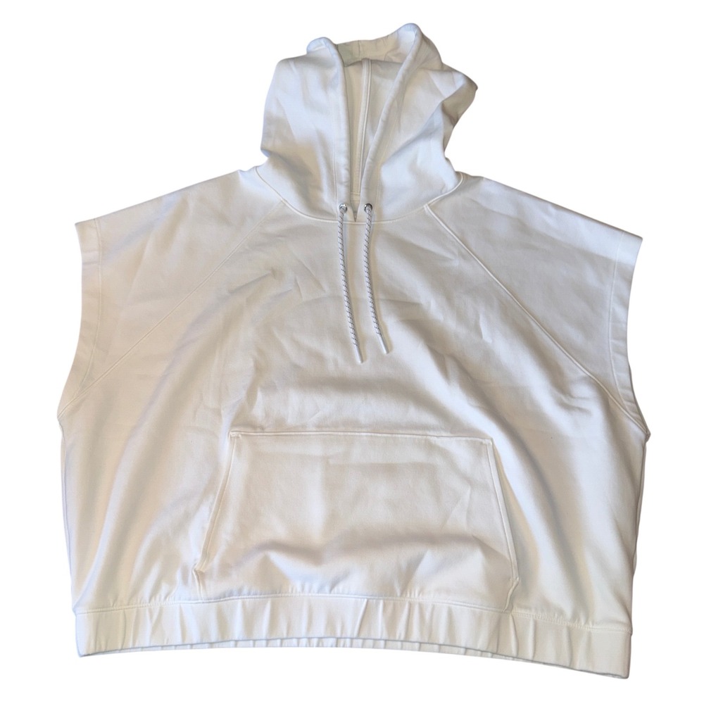 Old Navy Active Dynamic Fleece Hoodie XXL White Short Sleeve Pullover Pocket